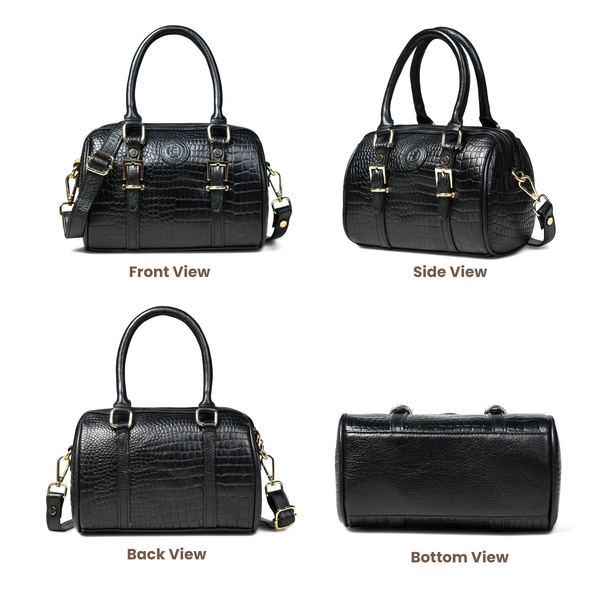 Emerald Luxe Croc Satchel Bag